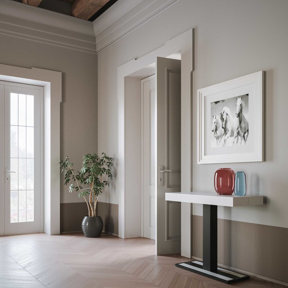 Console extensible effet bois frêne blanc 90x40/300 cm