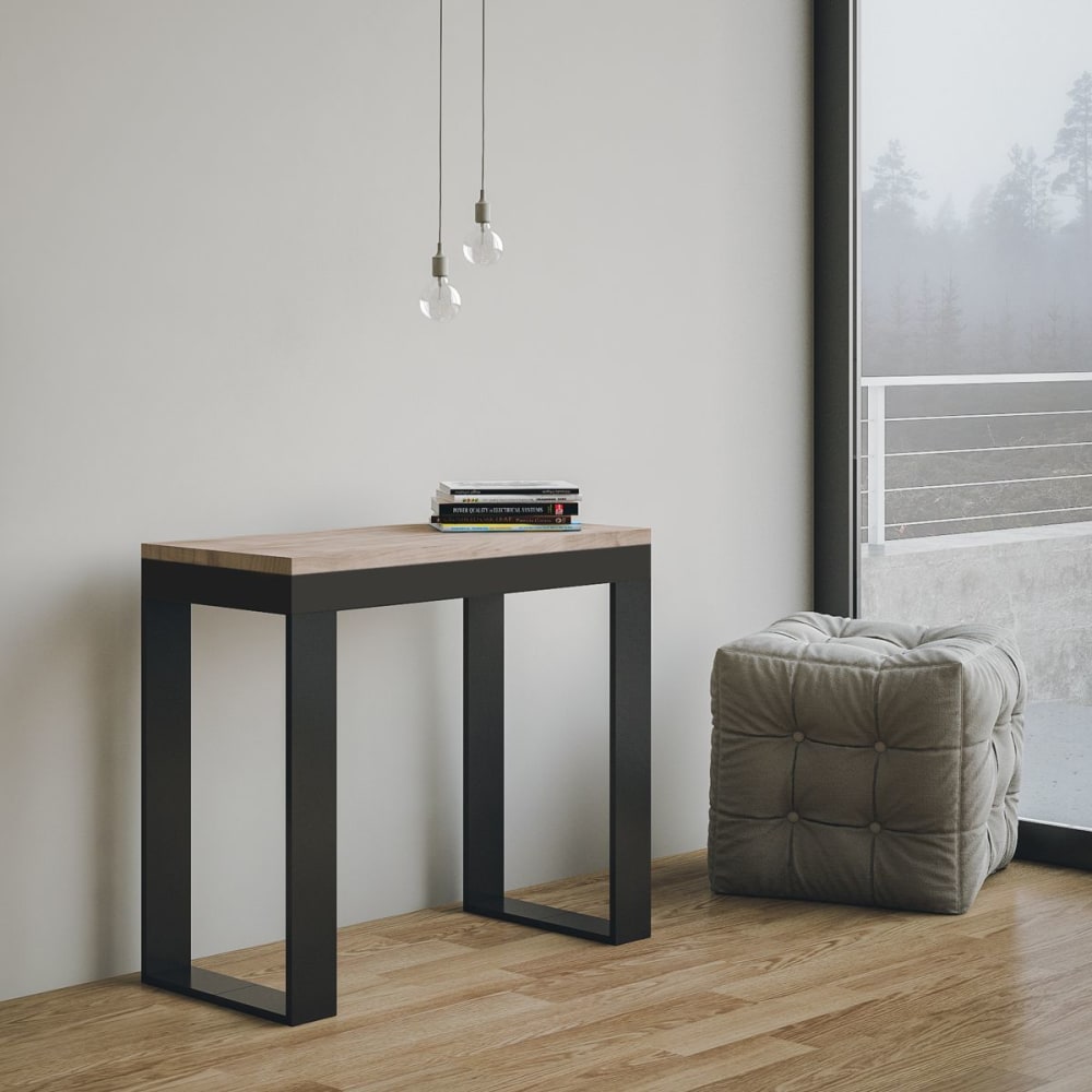 Ausziehbarer Konsolentisch 90x40/300cm in Holzoptik Eiche Natur,