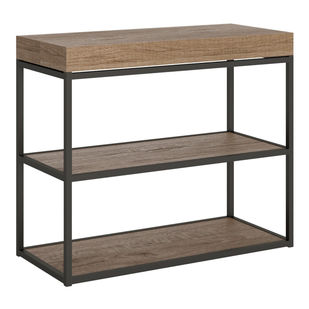 Console extensible effet bois chêne nature 90x40/196 cm