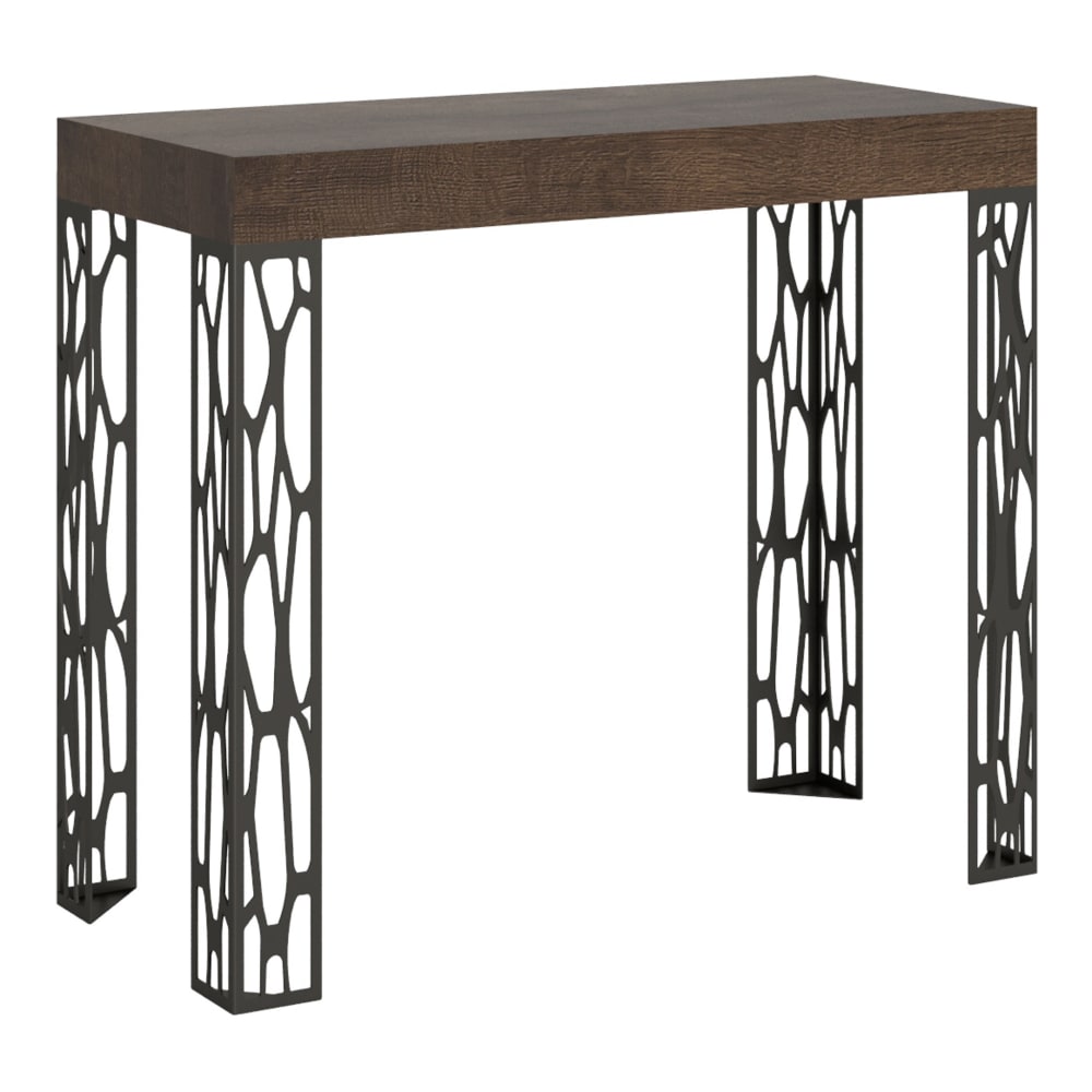 Itamoby Ausziehbarer Konsolentisch 90x40/196cm in Holzoptik Nussbaum, Eisen style modern Braun Spanplatte