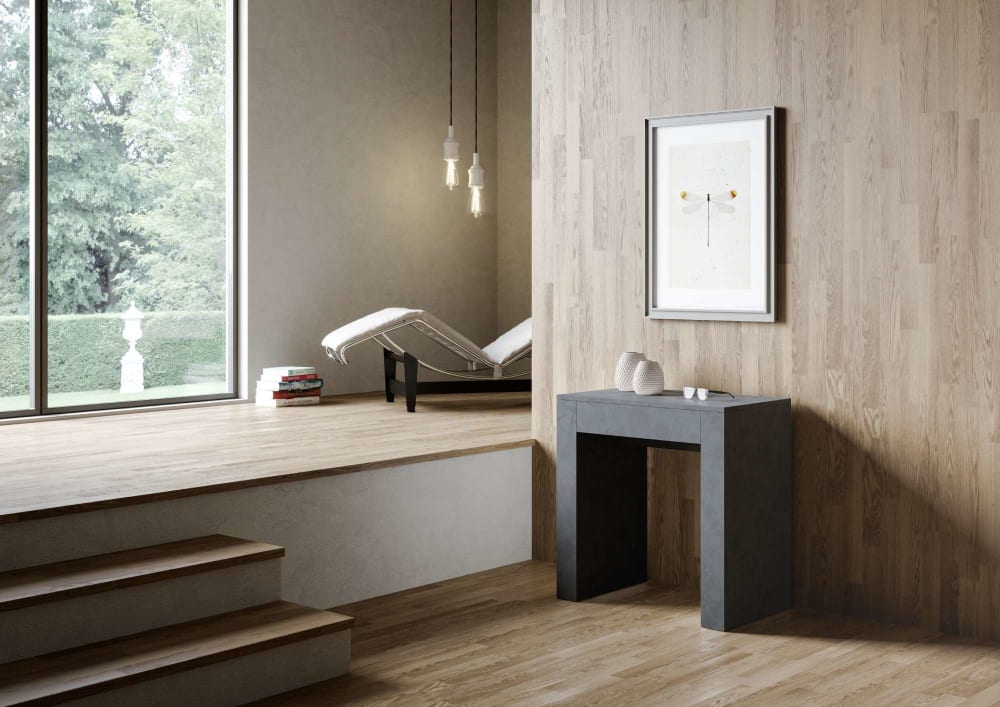 Console extensible 78x47/299 cm effet bois anthracite