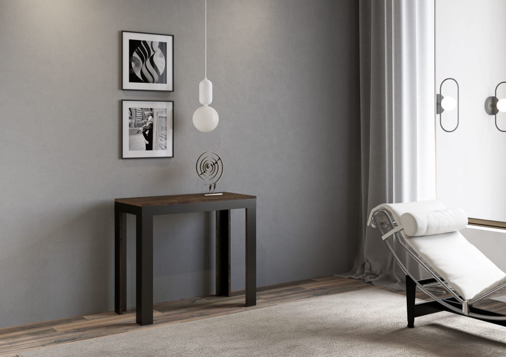 Ausziehbarer Konsolentisch 90x40/300cm in Holzoptik Nussbaum,