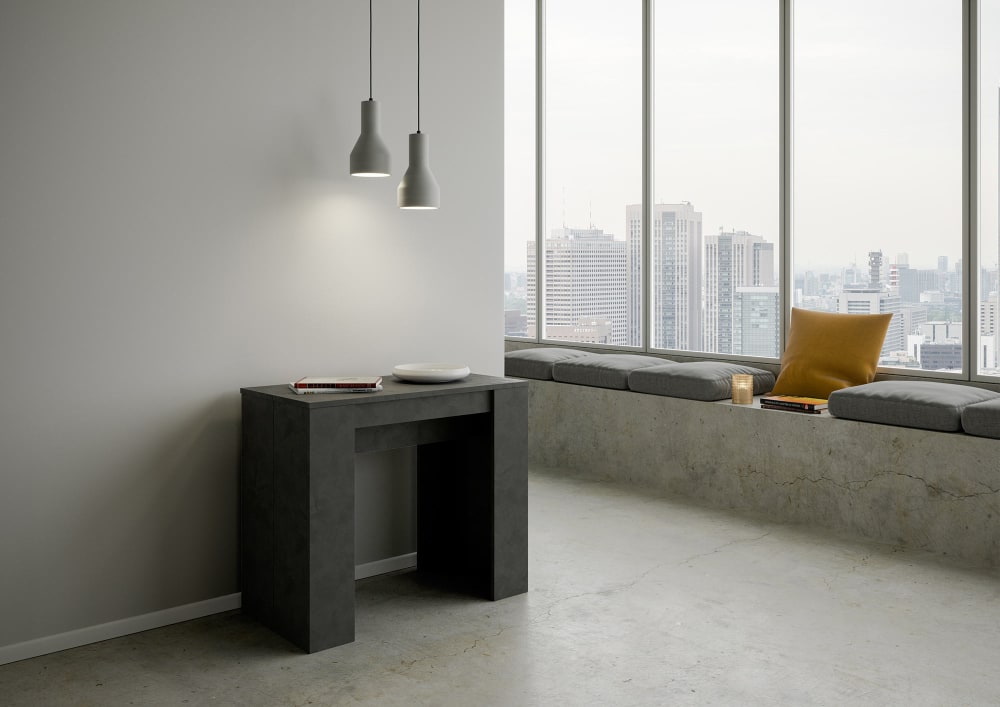Console extensible 90x48/308 cm effet bois anthracite