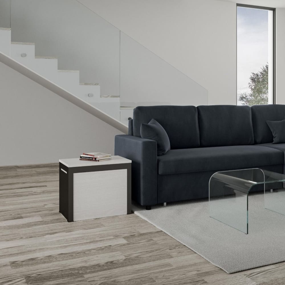 Panca allungabile effetto legno bianco frassino 55x40/305 cm -