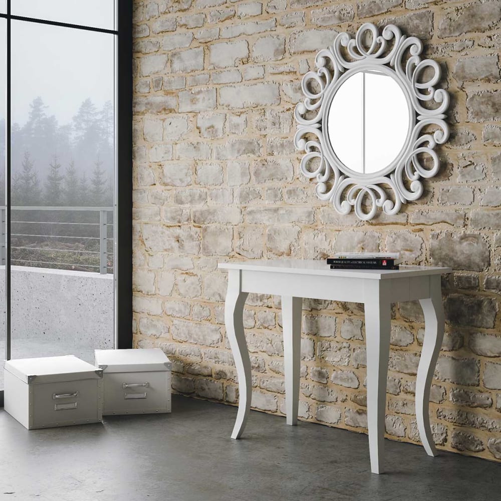 Console extensible effet bois frêne blanc 90x48/308 cm