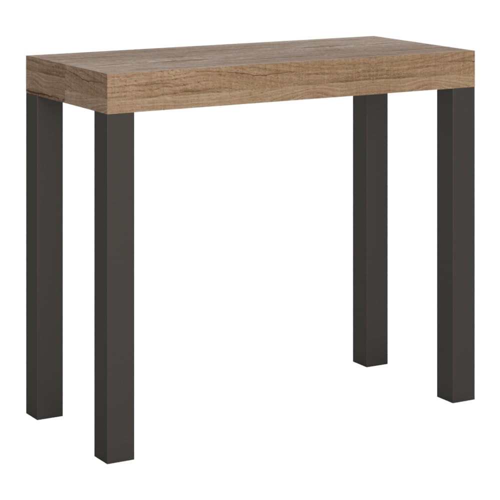 Itamoby Ausziehbarer Konsolentisch 90x40/196cm in Holzoptik Eiche Natur, Eisen style modern Braun Spanplatte