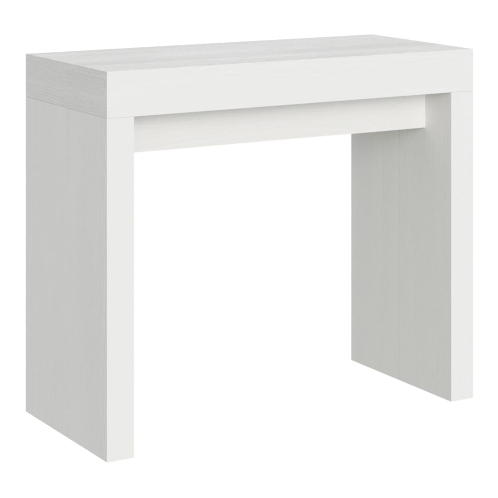 Console extensible 90x40/300 cm effet bois frêne blanc