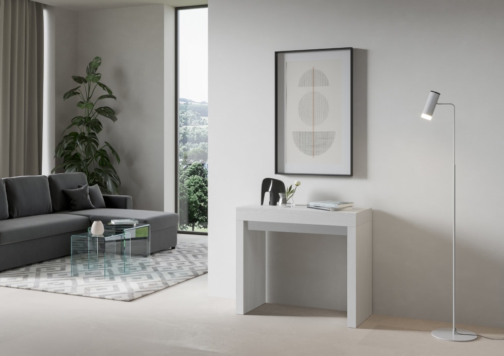 Consolle allungabile 90x40/300 cm effetto legno bianco frassino -