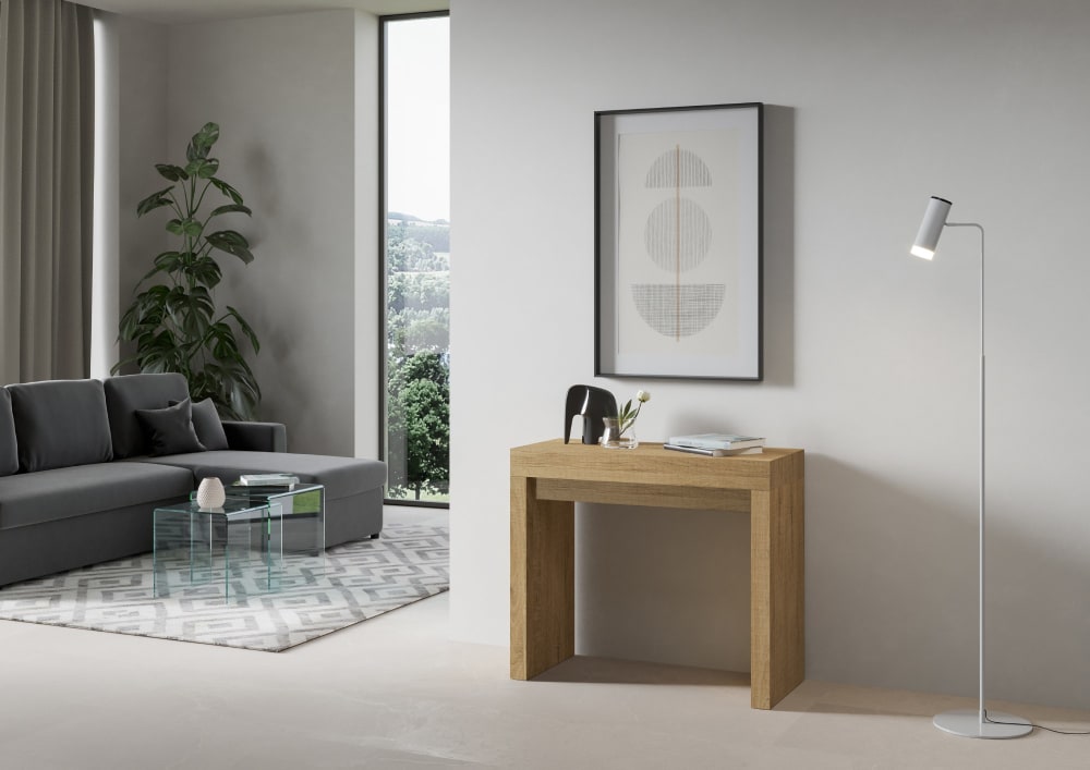 Console extensible 90x40/300 cm effet bois chêne nature