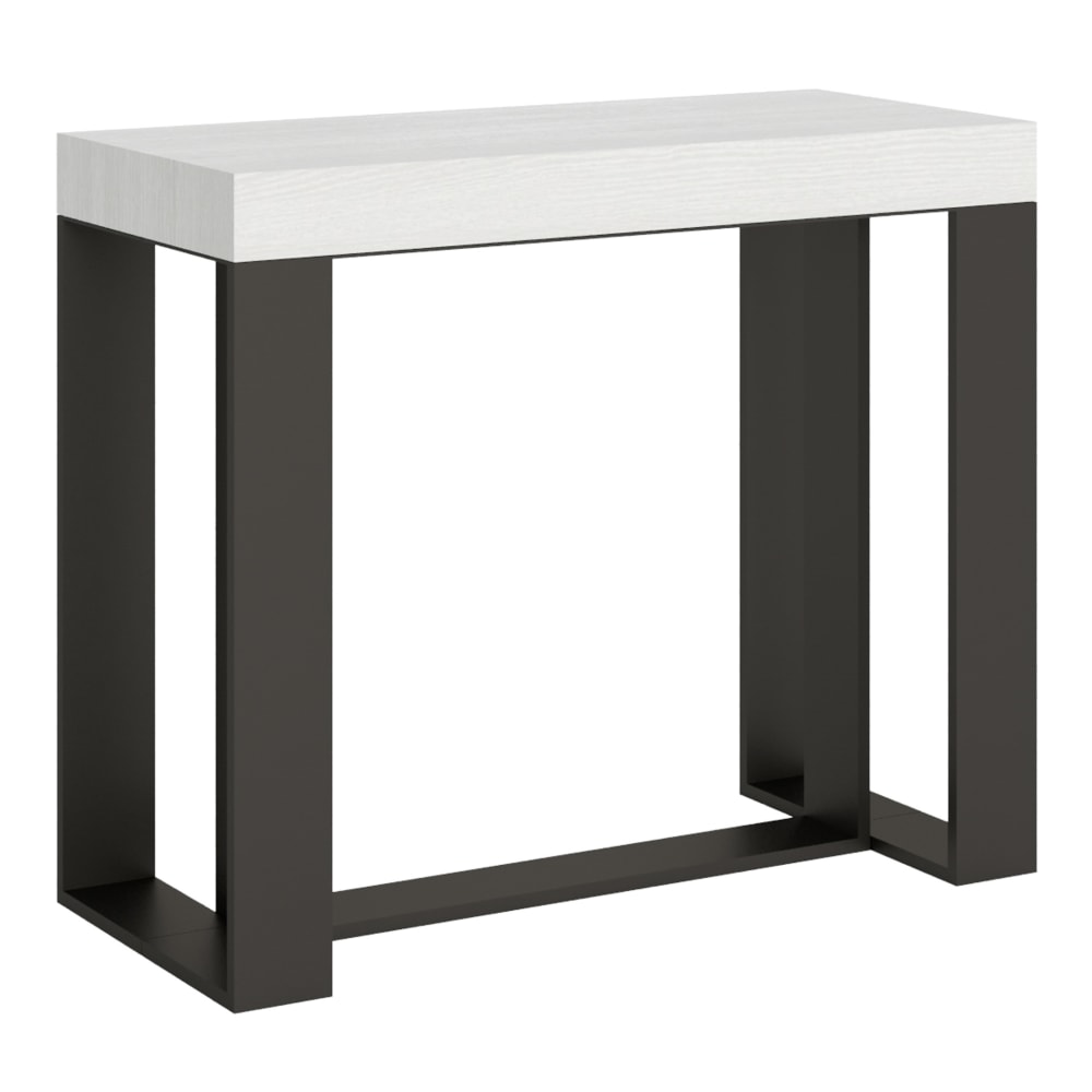 Console extensible effet bois frêne blanc 90x40/196 cm