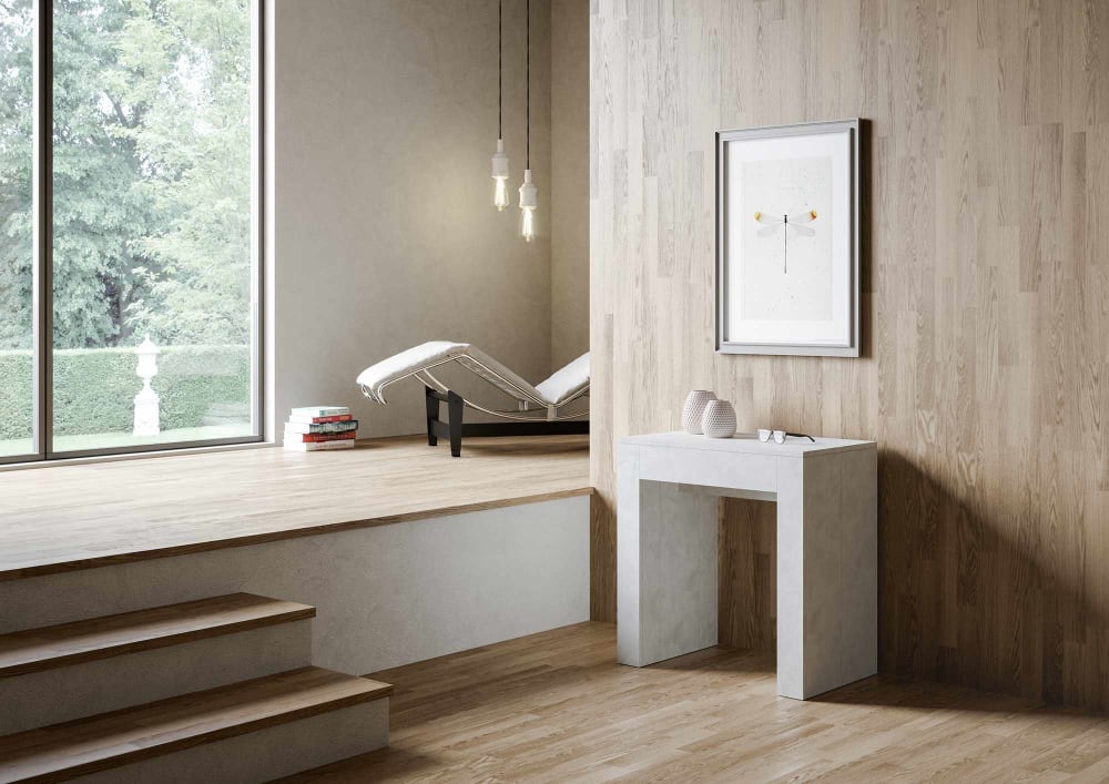 Console extensible 78x47/299 cm effet bois blanc