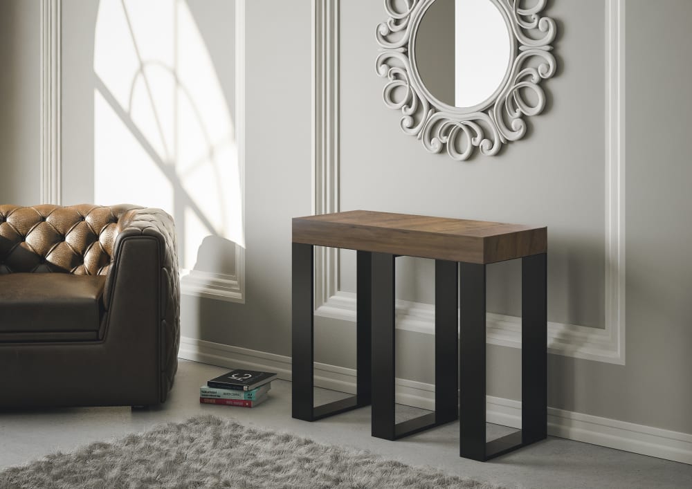 Console extensible effet bois noyer 90x40/300 cm