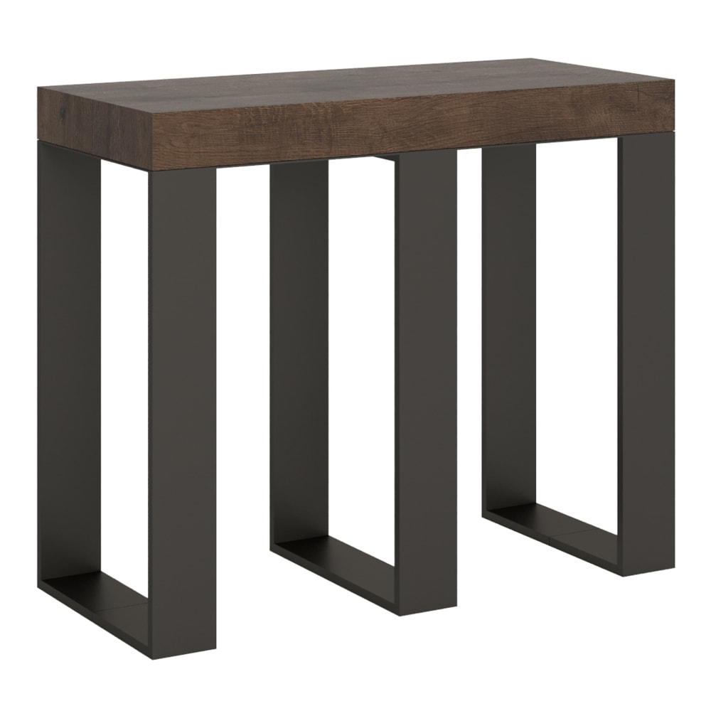 Console extensible effet bois noyer 90x40/196 cm