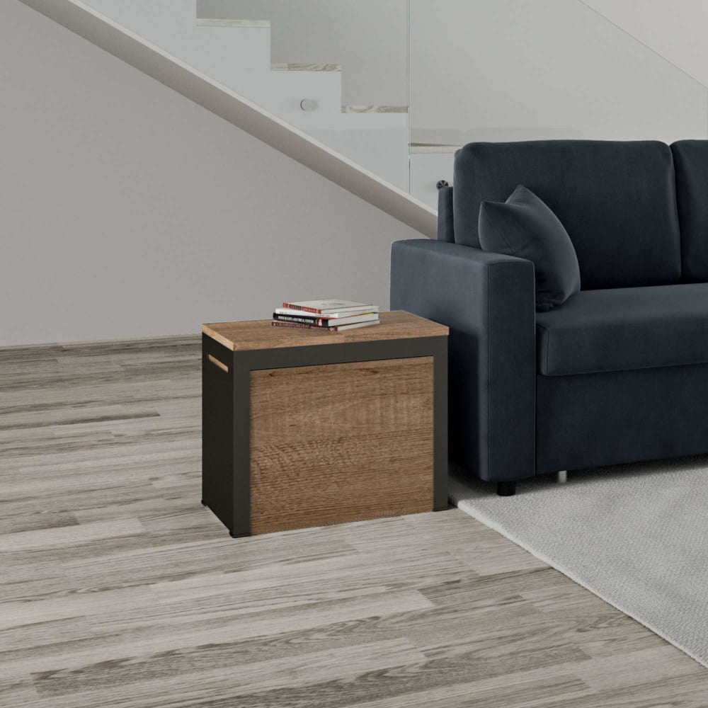 Ausziehbare Sitzbank 55x40/305cm in Holzoptik Eiche Natur, Eisen