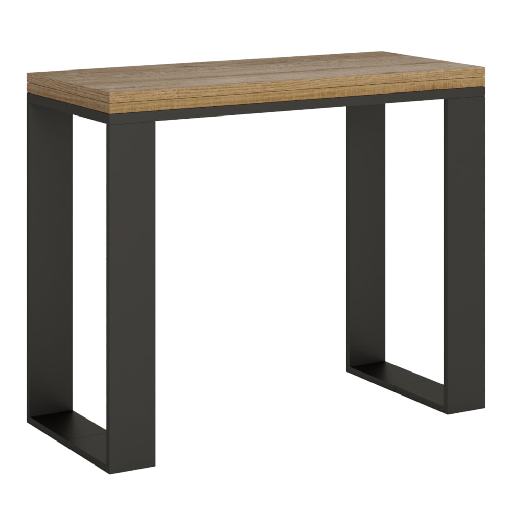 Console extensible portefeuille effet bois chêne nature 90x45/90 cm