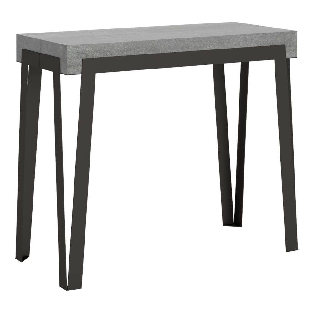 Itamoby Ausziehbarer Konsolentisch 90x40/300cm in Holzoptik Zementgrau, Eisen style modern - Spanplatte