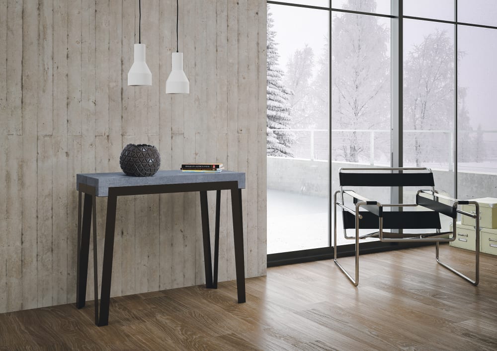 Console extensible effet béton gris 90x40/300 cm