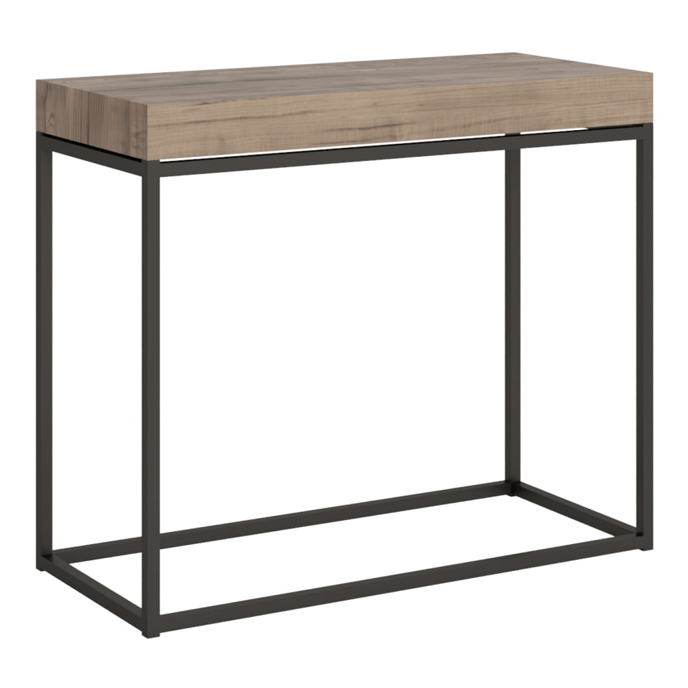 Itamoby Ausziehbarer Konsolentisch 90x40/300cm in Holzoptik Eiche Natur, Eisen style modern Braun Spanplatte