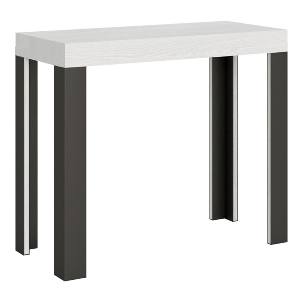 Console extensible effet bois frêne blanc 90x40/196 cm