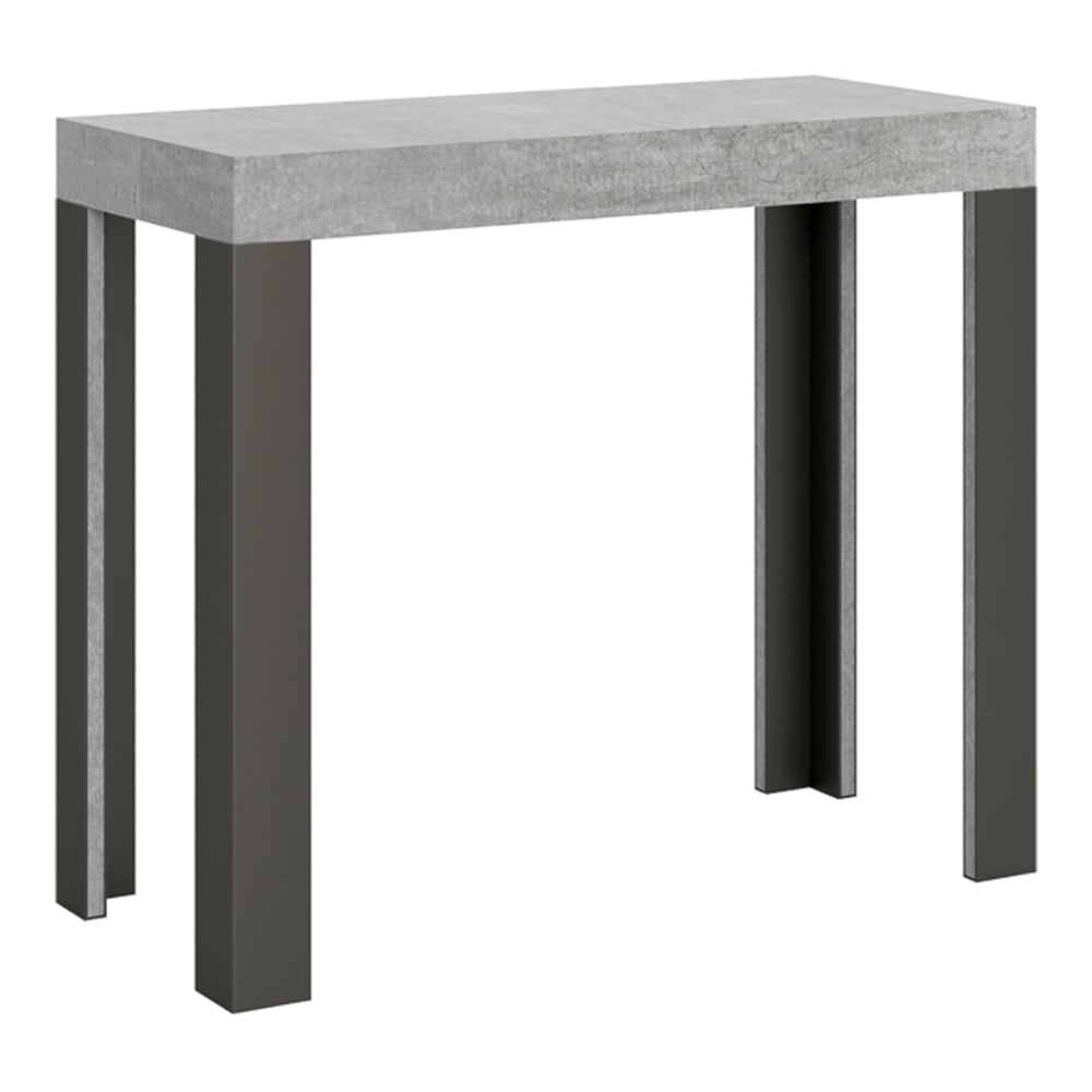 Itamoby Ausziehbarer Konsolentisch 90x40/300cm in Holzoptik Zementgrau, Eisen style modern - Spanplatte