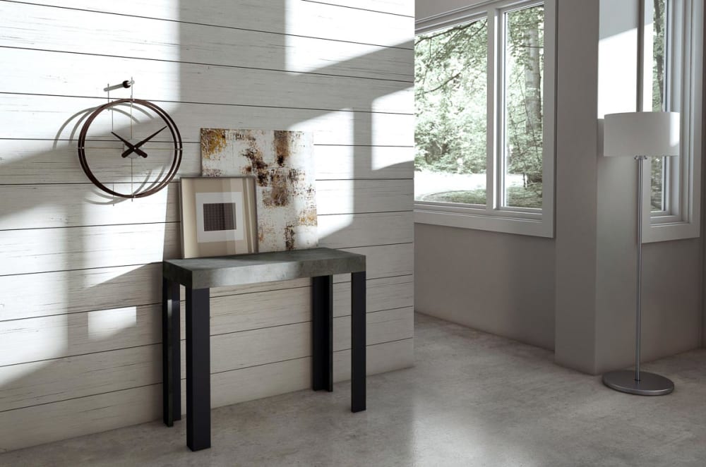 Consolle allungabile effetto legno grigio cemento 90x40/300 cm -