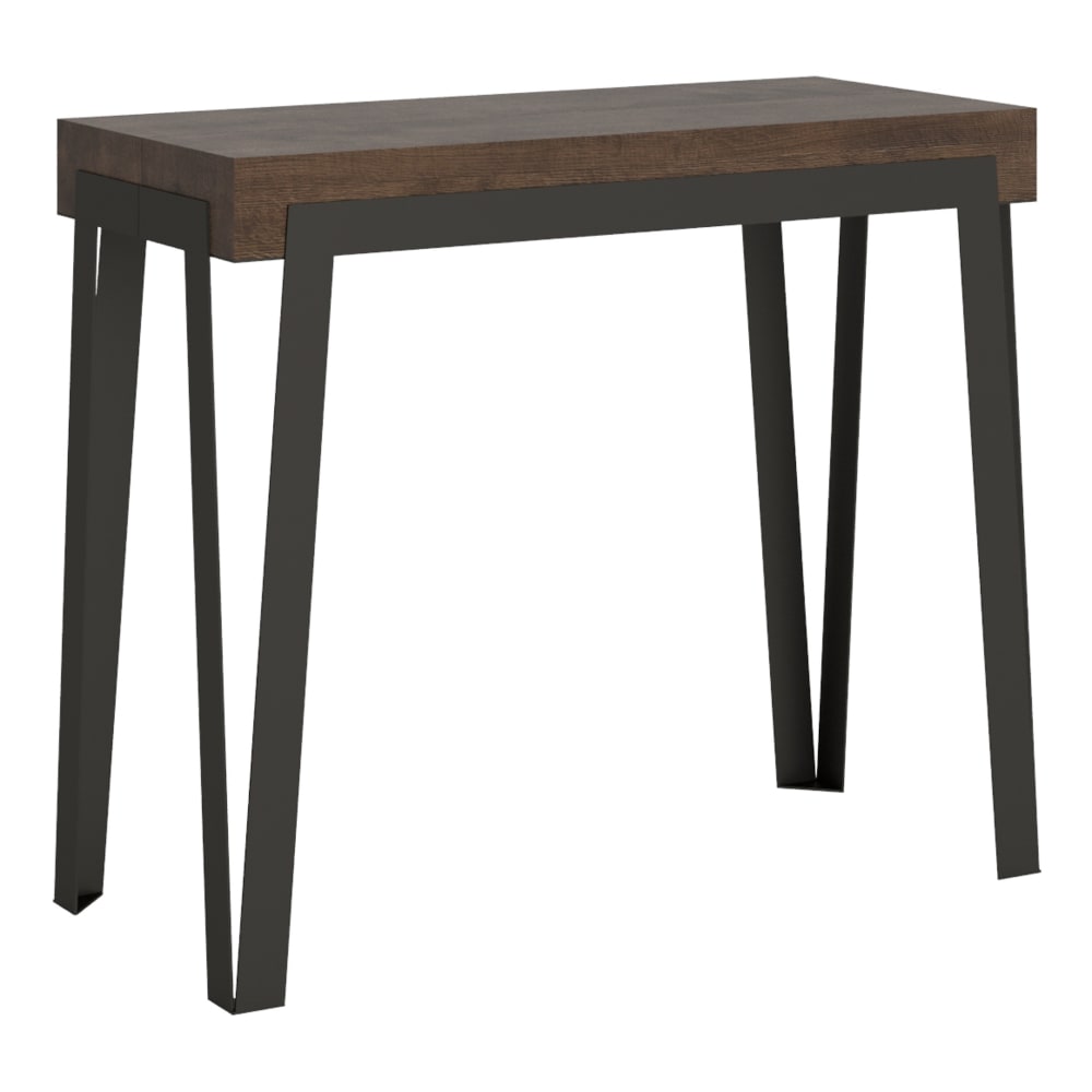 Console extensible effet bois noyer 90x40/196 cm