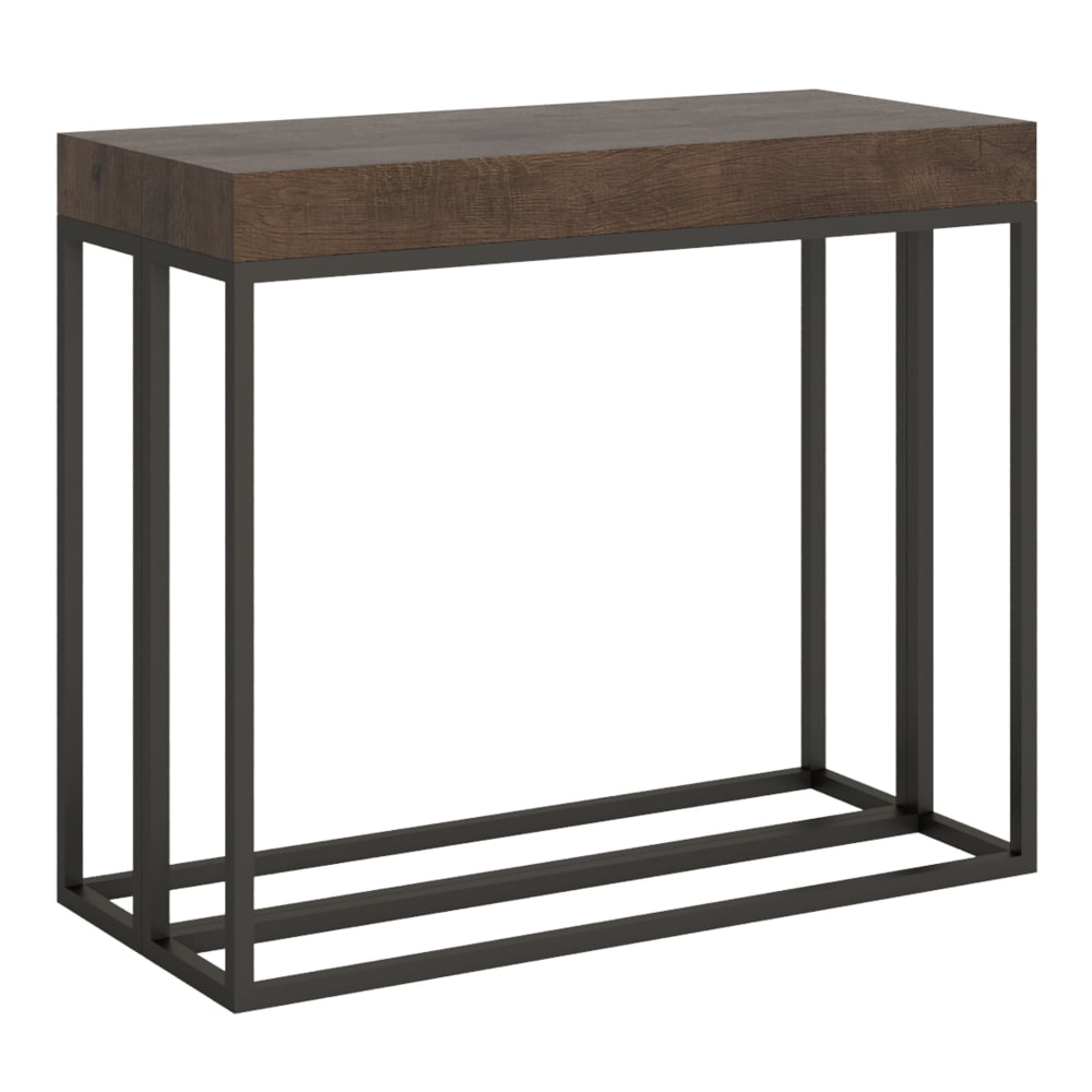 Console extensible effet bois noyer 90x40/196 cm