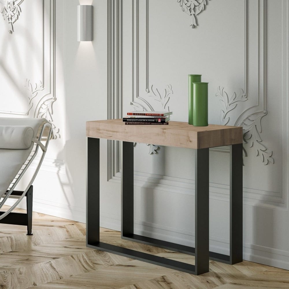Consolle allungabile effetto legno quercia natura 90x40/196 cm -