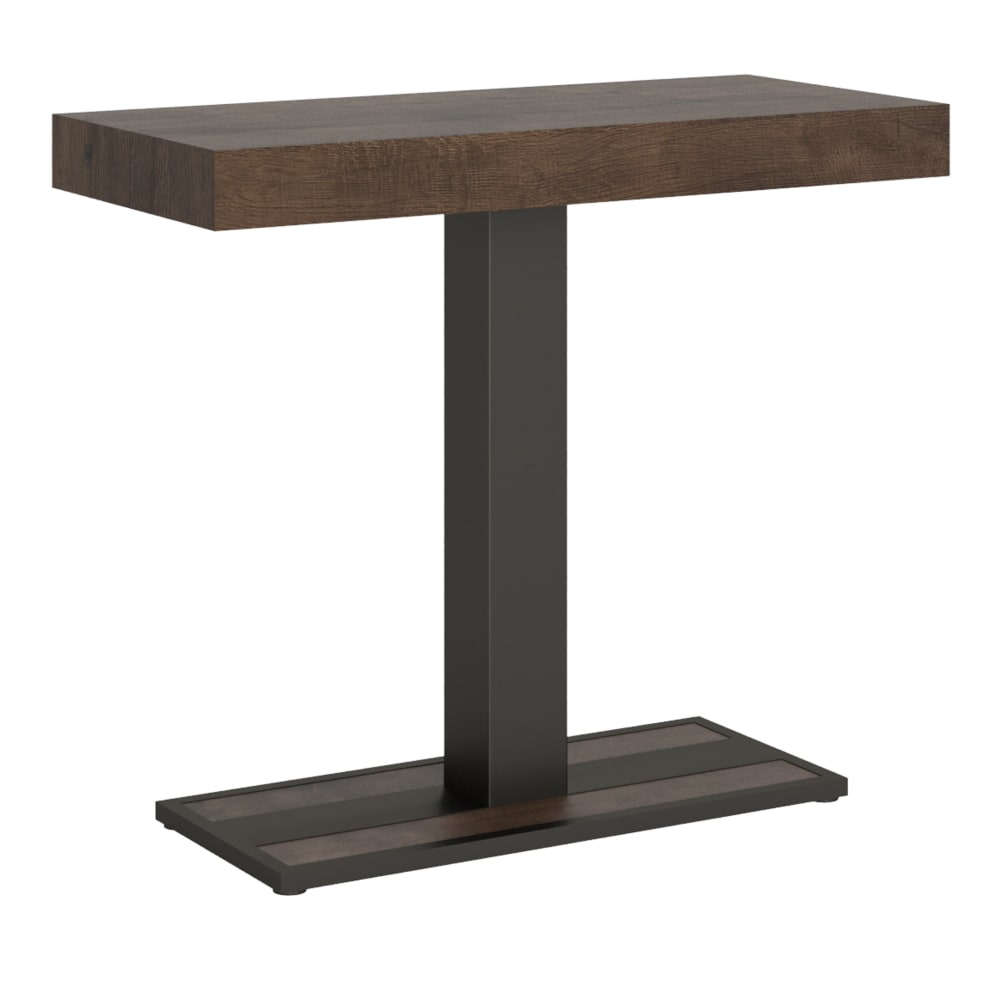 Console extensible effet bois noyer 90x40/196 cm