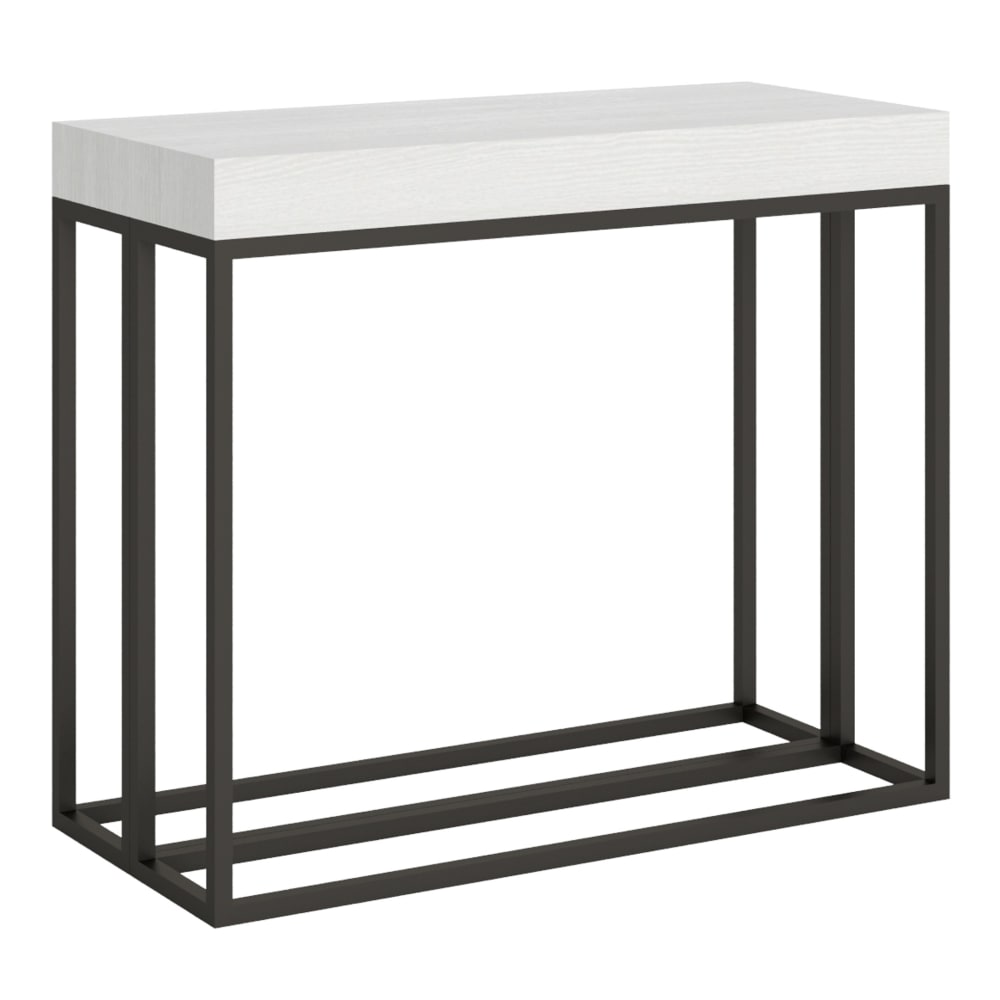 Itamoby Ausziehbarer Konsolentisch 90x40/300cm in Holzoptik Esche weiß, Eisen style modern - Spanplatte