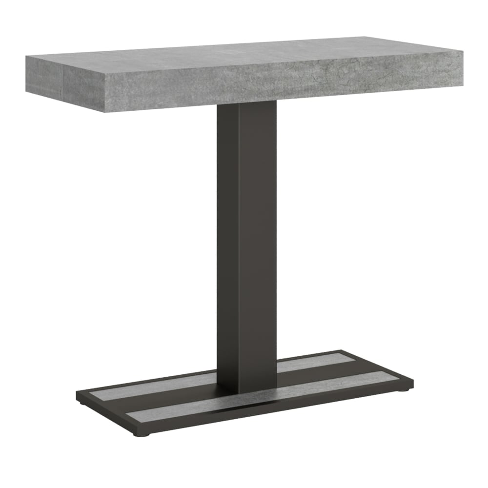 Itamoby Ausziehbarer Konsolentisch 90x40/300cm in Holzoptik Zementgrau, Eisen style modern - Spanplatte