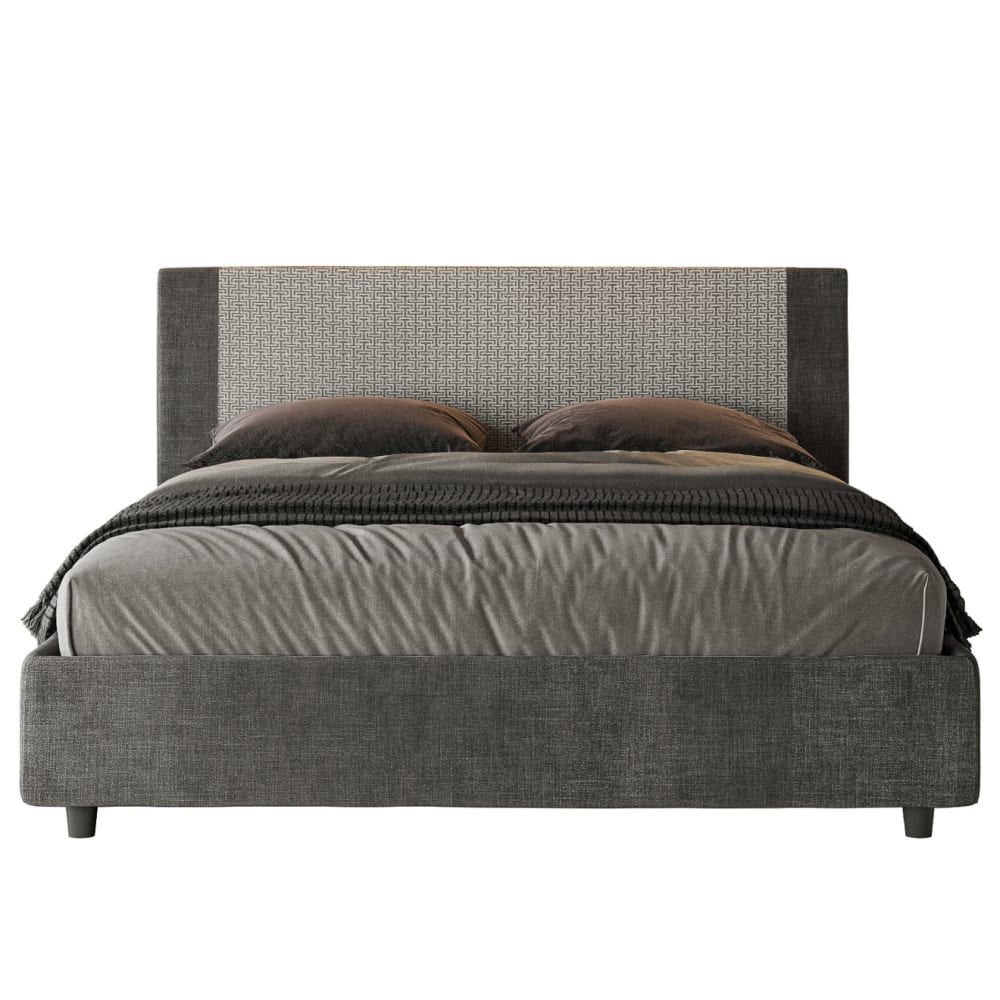 Letto matrimoniale contenitore 160x190 tessuto Labirinto 02 grigio - Modello Contemporaneo - Tessuto