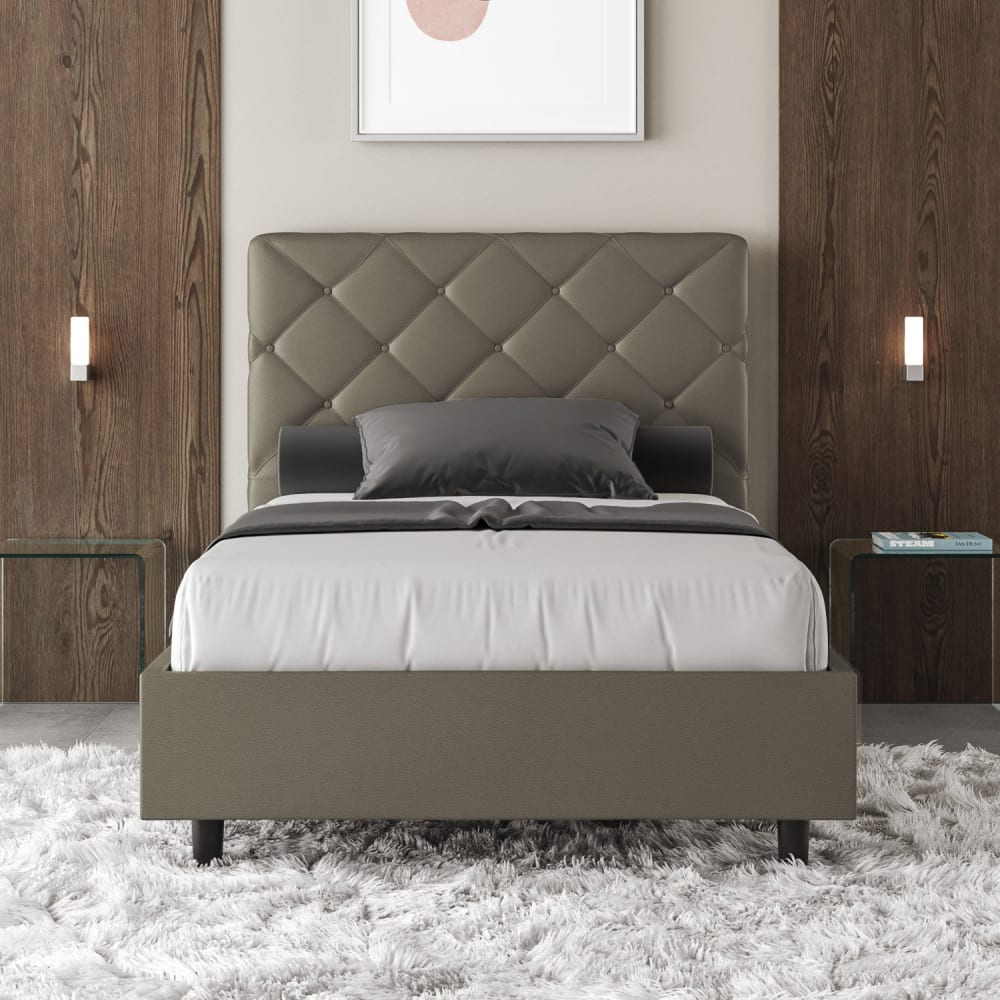 Lit avec sommier rembourrée 120x210 similicuir cappuccino