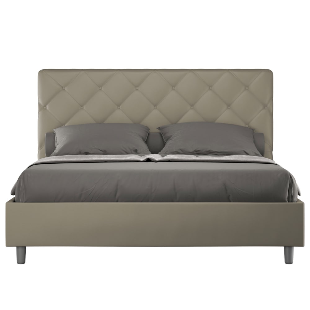 Letto matrimoniale senza rete 160x210 similpelle cappuccino - Modello Contemporaneo - Marrone - PVC - Cloruro di polivinile