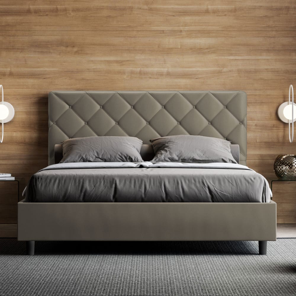Letto matrimoniale senza rete 160x210 similpelle cappuccino -