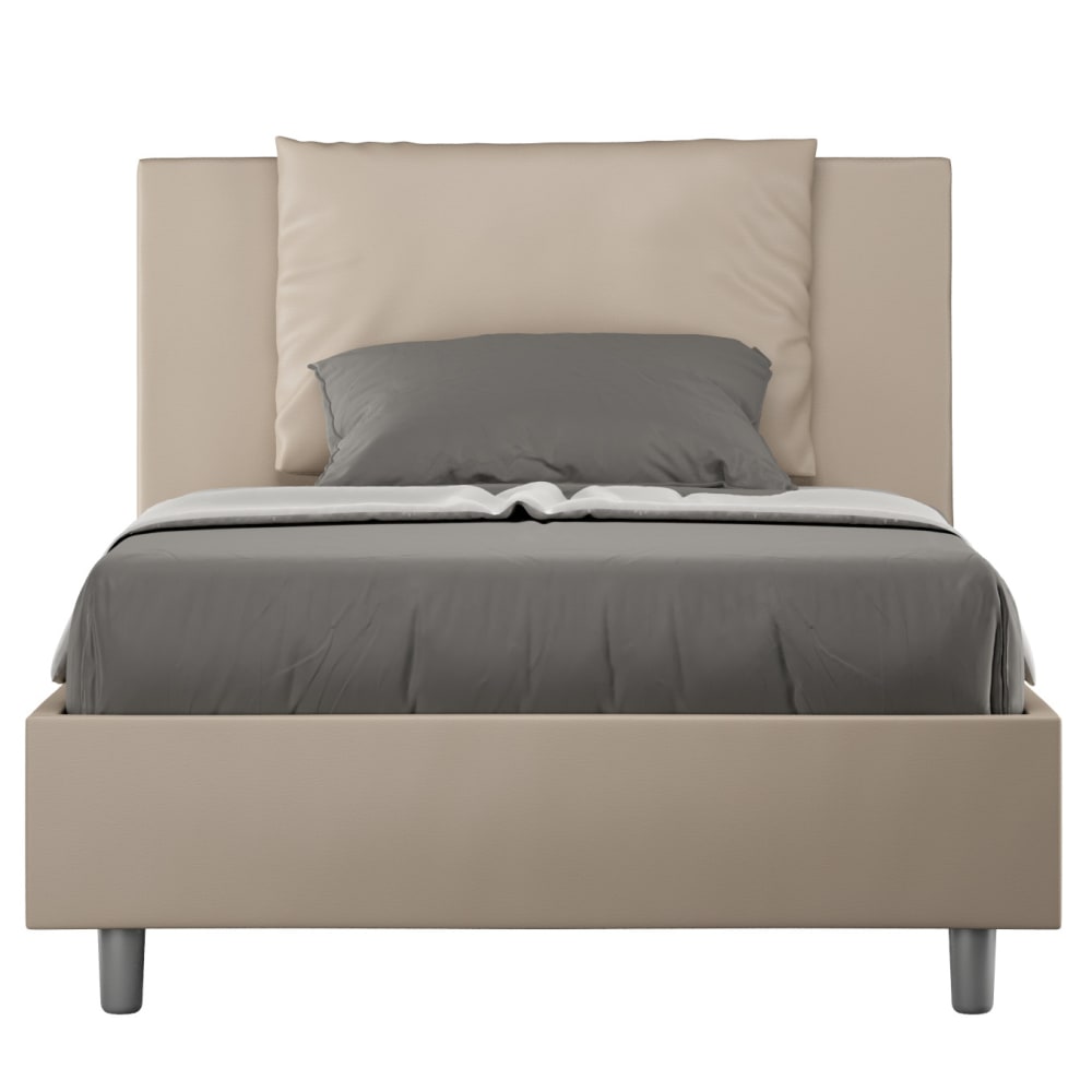 Lit avec sommier rembourrée 120x200 similicuir taupe