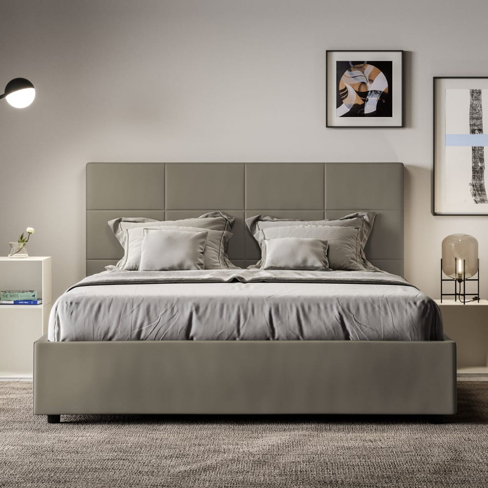 Letto matrimoniale senza rete 160x200 similpelle cappuccino -