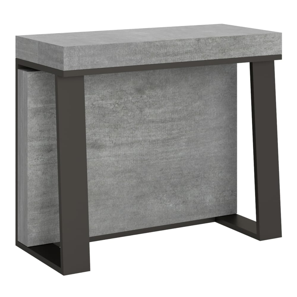 Itamoby Ausziehbarer Konsolentisch 90x40/288cm in Holzoptik Zementgrau, Eisen style modern - Spanplatte