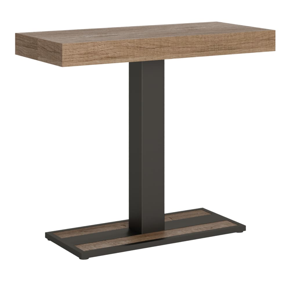 Consolle allungabile effetto legno quercia natura 90x40/196 cm - Modello Contemporaneo - Marrone - Pannello di particelle