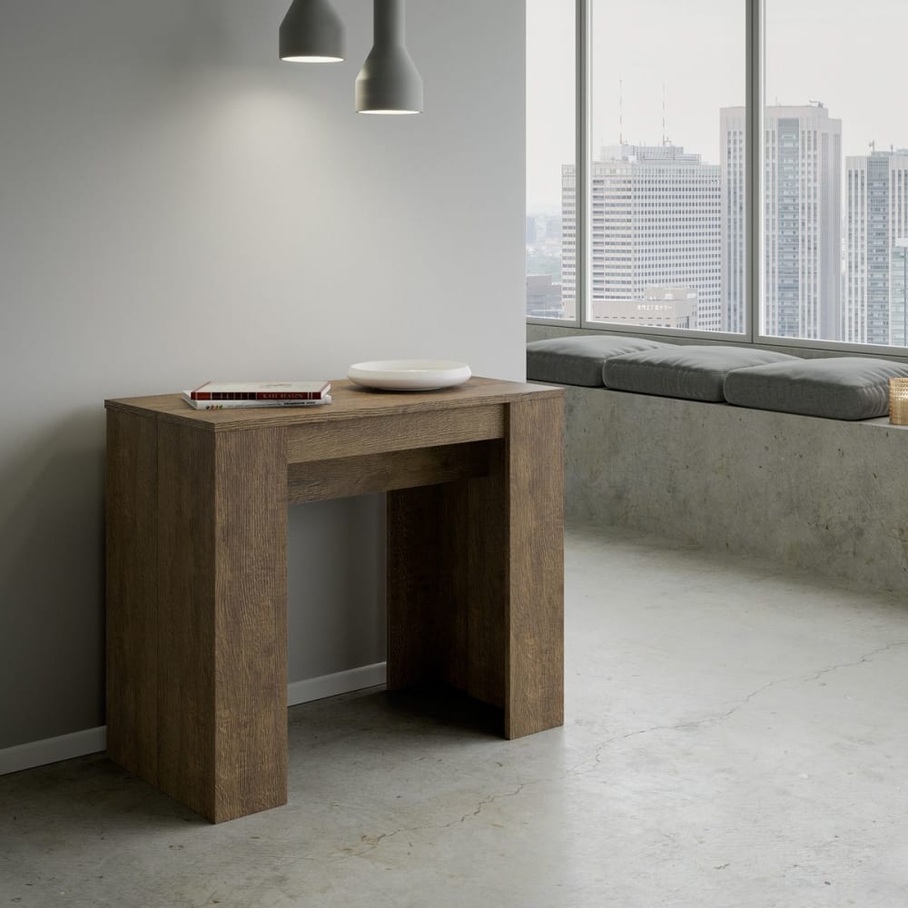 Consolle allungabile 90x48/308 cm effetto legno noce - Itamoby
