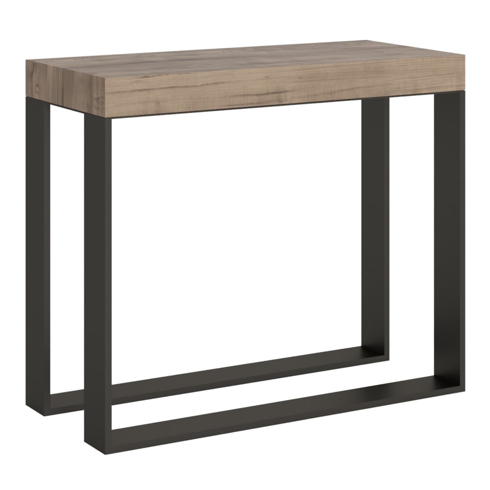 Itamoby Ausziehbarer Konsolentisch 90x40/300cm in Holzoptik Eiche Natur, Eisen style modern Braun Spanplatte