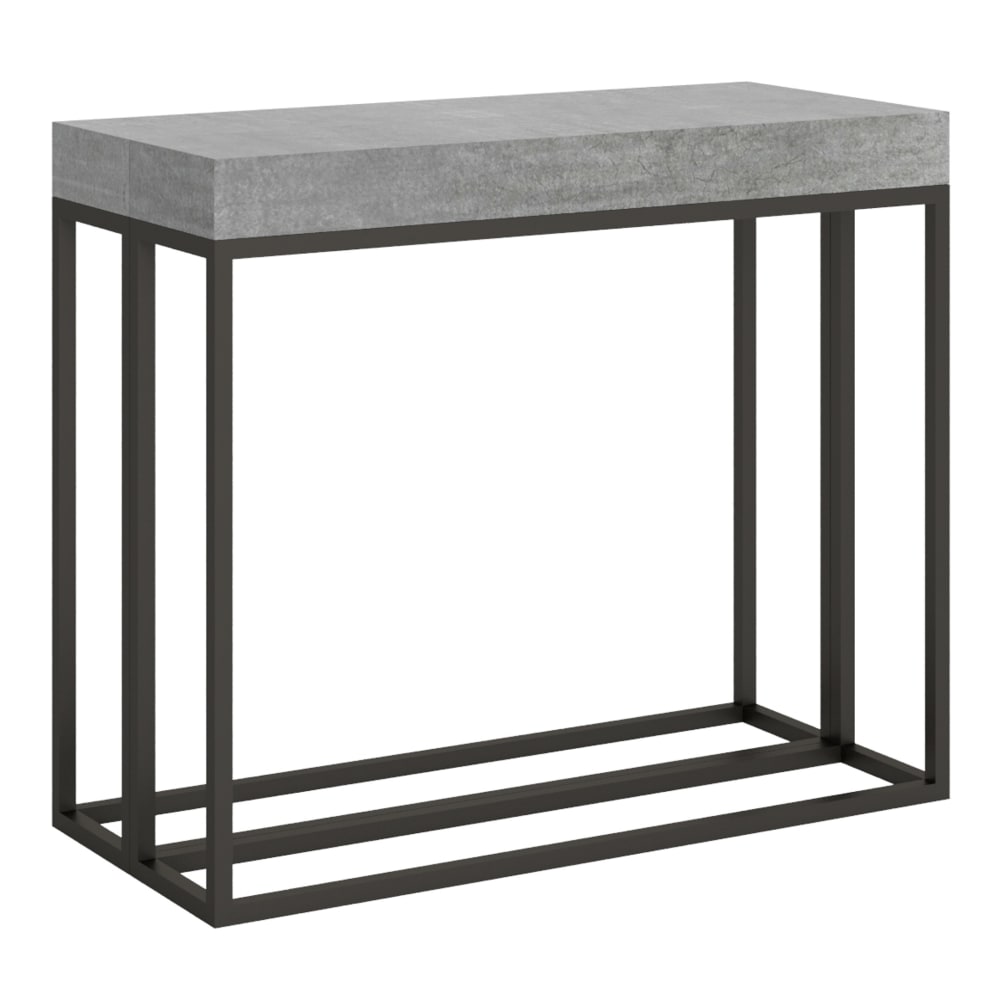 Itamoby Ausziehbarer Konsolentisch 90x40/196cm in Holzoptik Zementgrau, Eisen style modern - Spanplatte