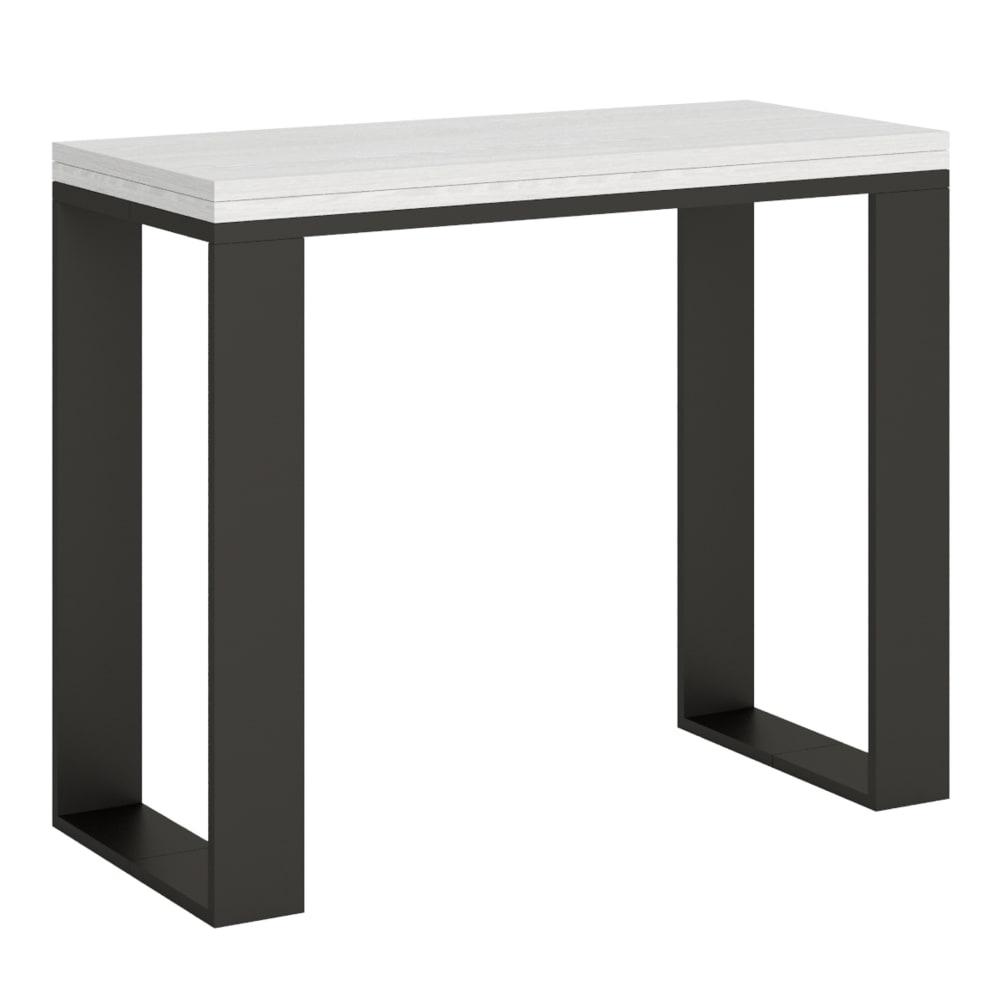 Itamoby Ausziehbarer Konsolentisch 90x40/300cm in Holzoptik Esche weiß, Eisen style modern - Spanplatte