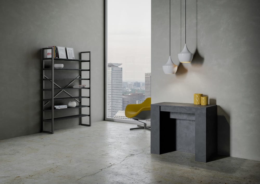 Consolle allungabile 90x48/296 cm antracite spatolato - Itamoby