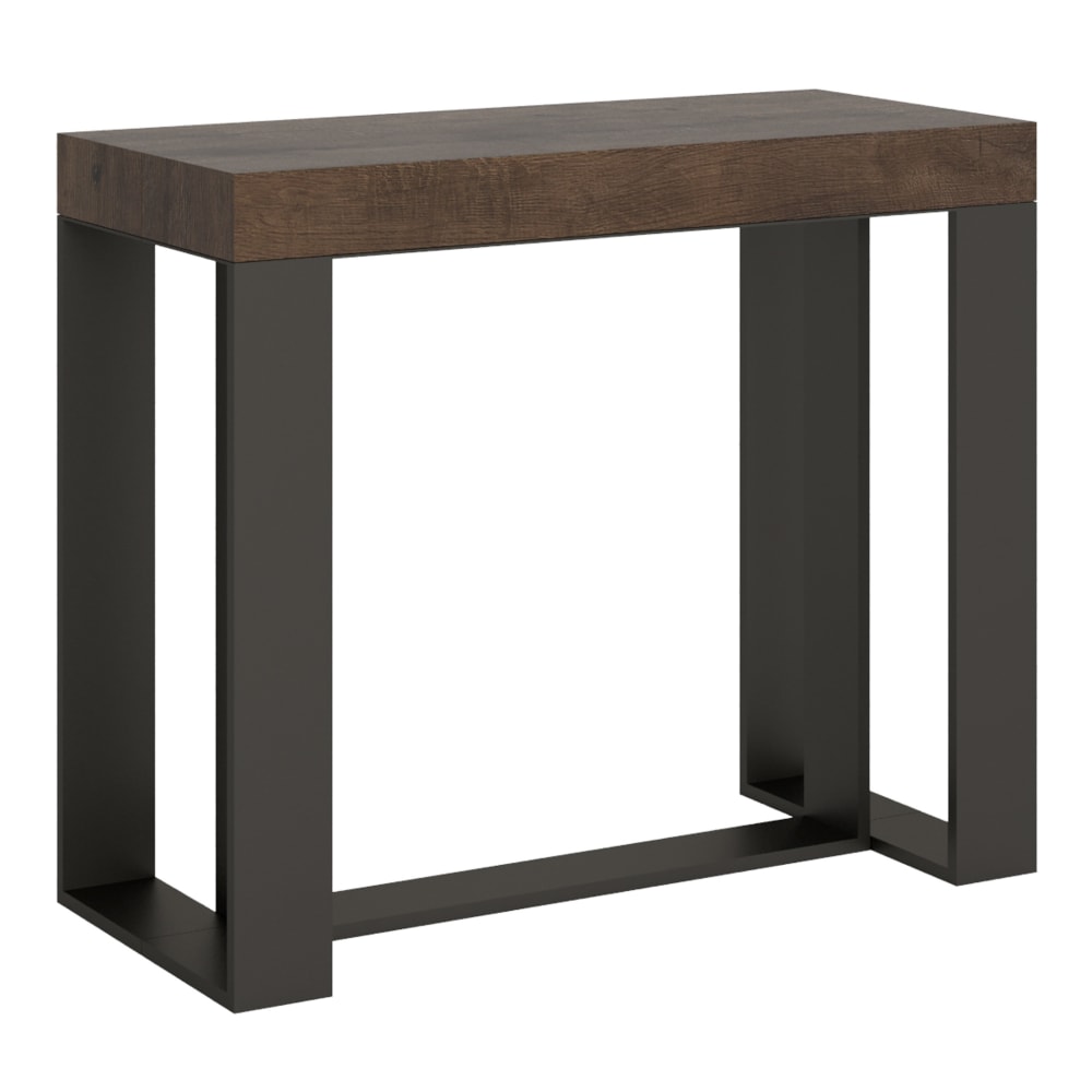 Itamoby Ausziehbarer Konsolentisch 90x40/300cm in Holzoptik Nussbaum, Eisen style modern Braun Spanplatte