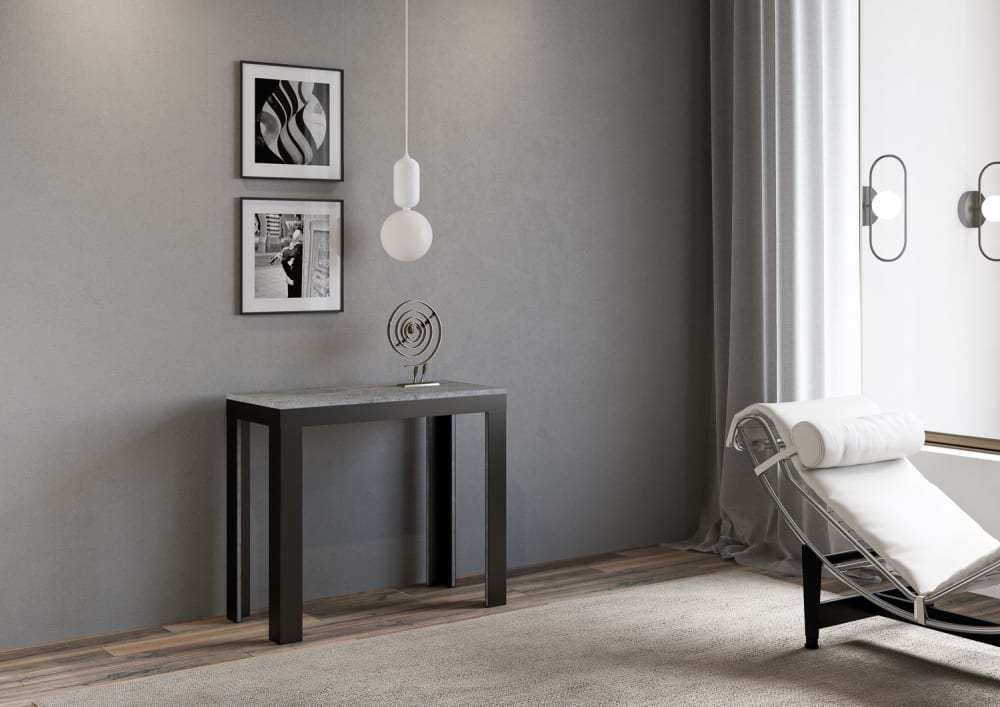 Console extensible effet béton gris 90x40/300 cm