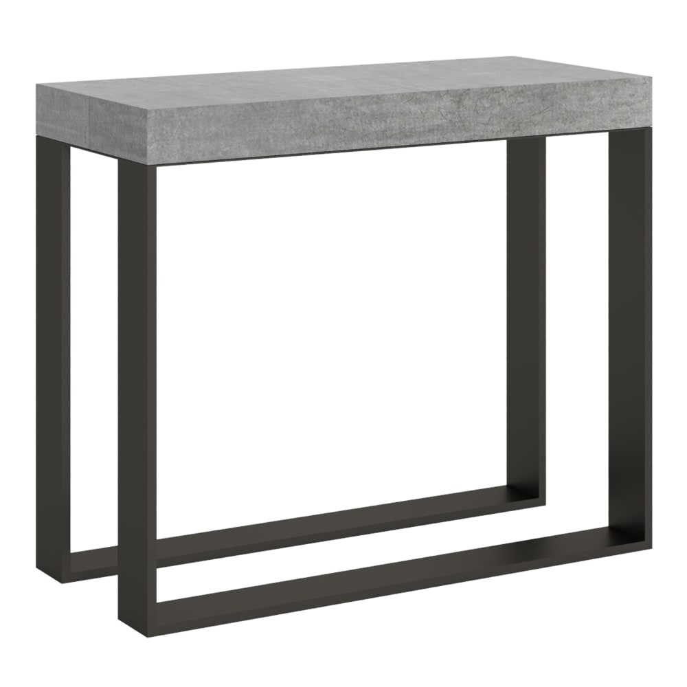 Itamoby Ausziehbarer Konsolentisch 90x40/196cm in Holzoptik Zementgrau, Eisen style modern - Spanplatte
