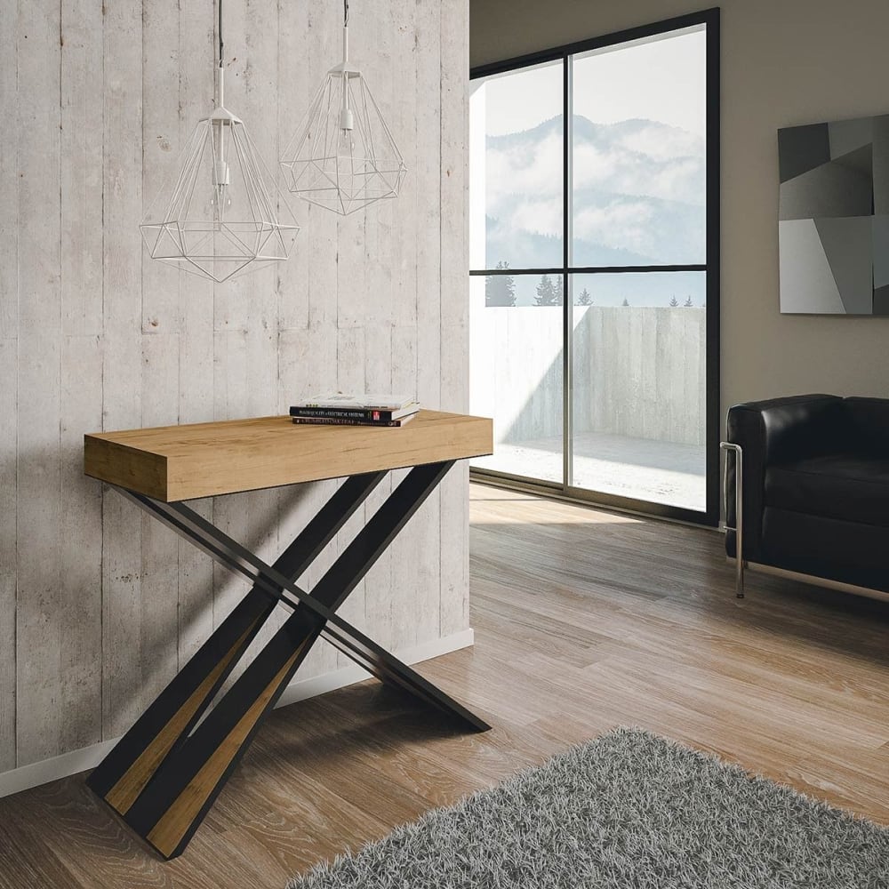 Consolle allungabile 90x40/300 cm effetto legno quercia natura -