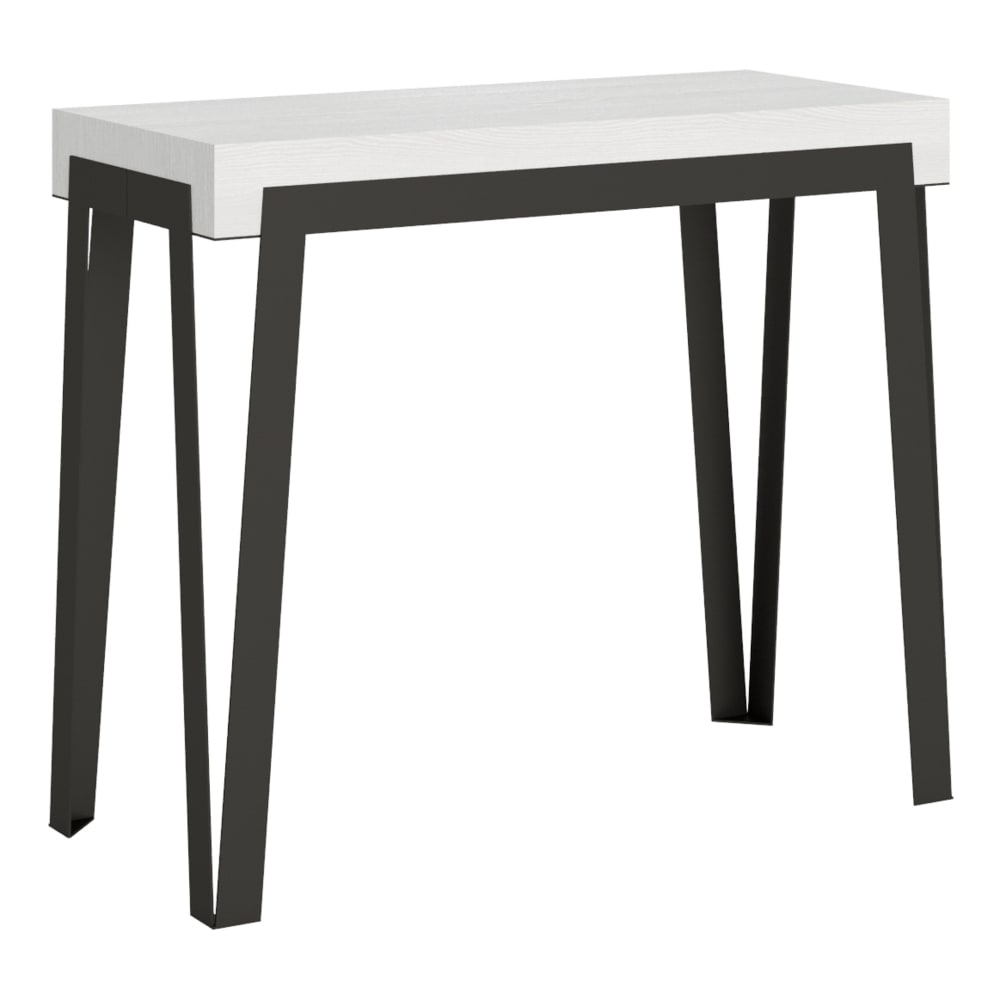 Console extensible effet bois frêne blanc 90x40/196 cm