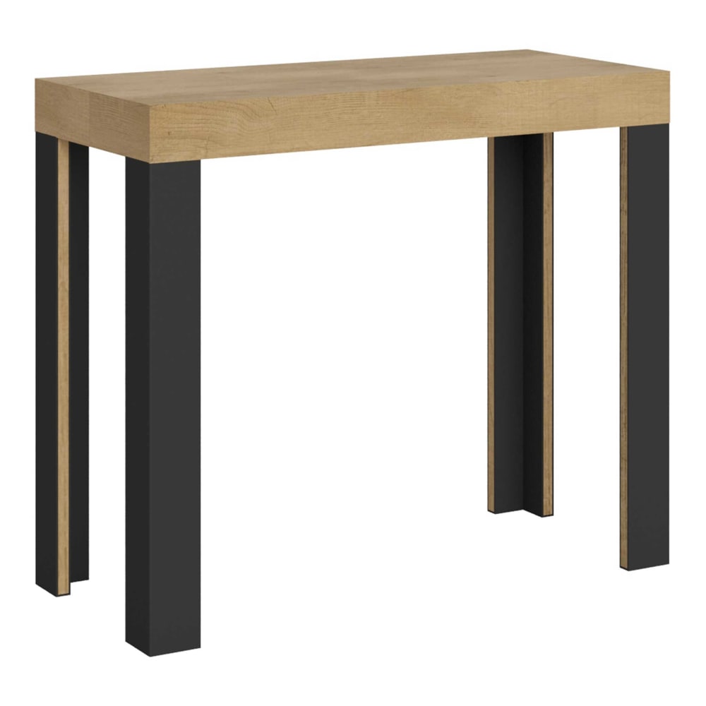 Console extensible effet bois chêne nature 90x40/196 cm